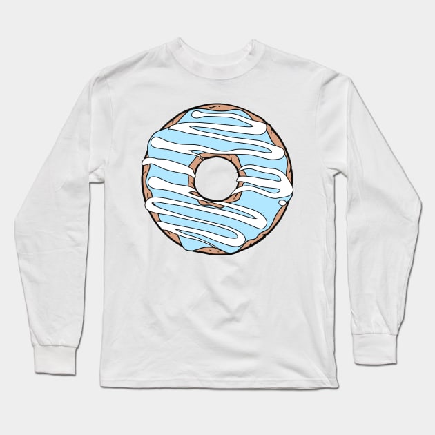 Blue Donut, Doughnut, Glaze, Icing, Frosting Long Sleeve T-Shirt by Jelena Dunčević